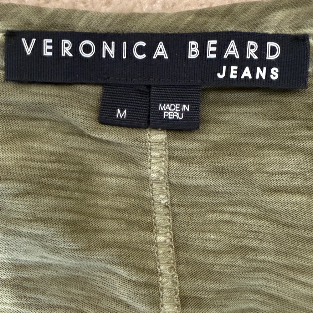 Veronica Beard Ellerie Ruffled Sleeveless Olive V-Neck Soft Pima Cotton Top Sz M - Picture 6 of 11